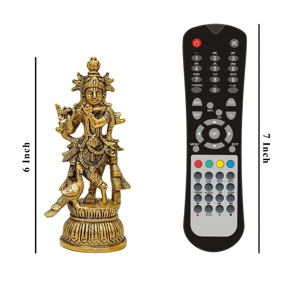 Brass Krishna Playing Flute Weight 0.5 Kg And Height 6 Inch