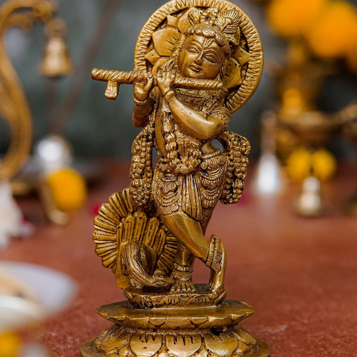 Brass Krishna Weight 0.9 Kg And Height 6 Inch