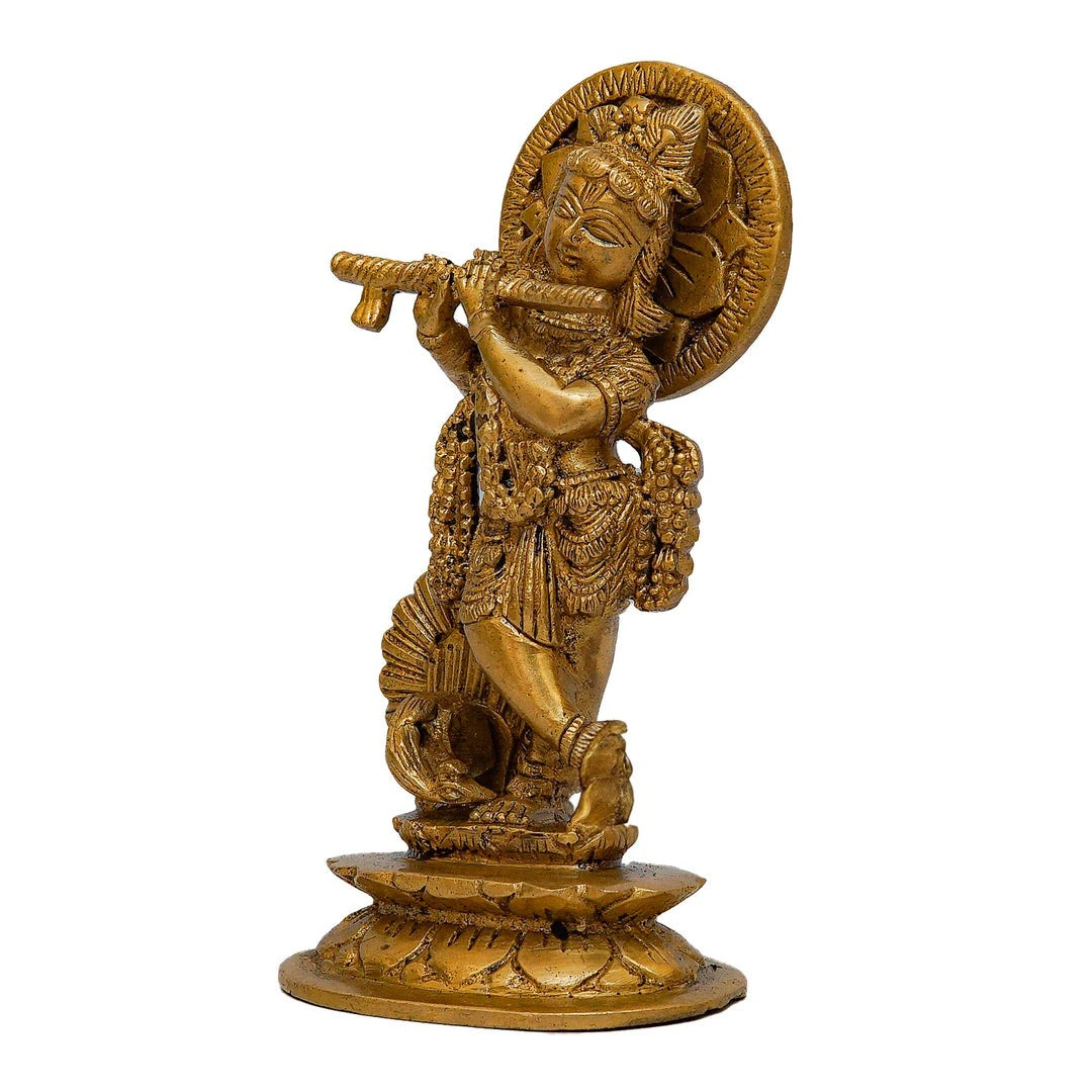 Brass Krishna Weight 0.9 Kg And Height 6 Inch