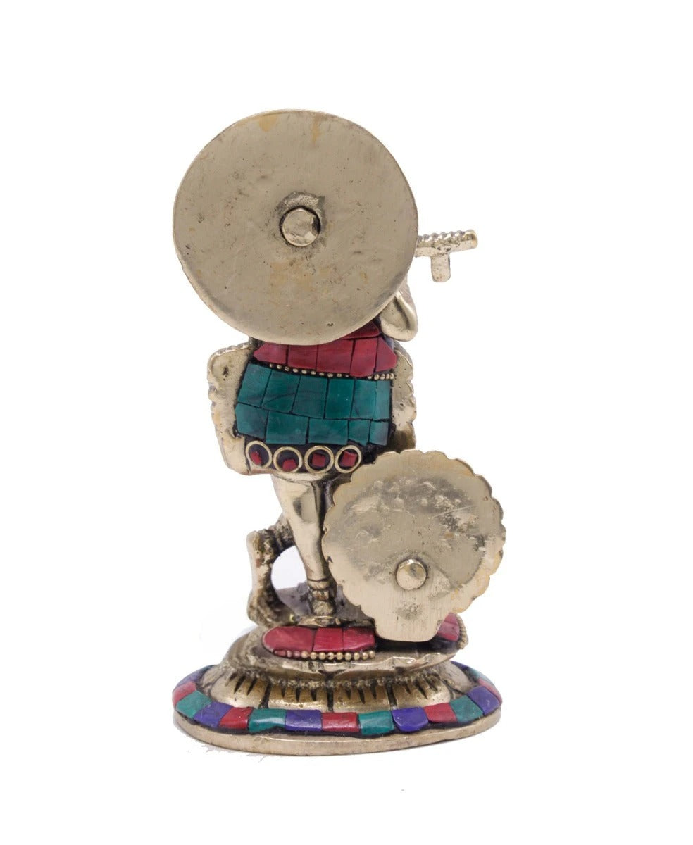 Brass Gem Stone Work Krishna Weight 0.9 Kg And Height 6 Inch