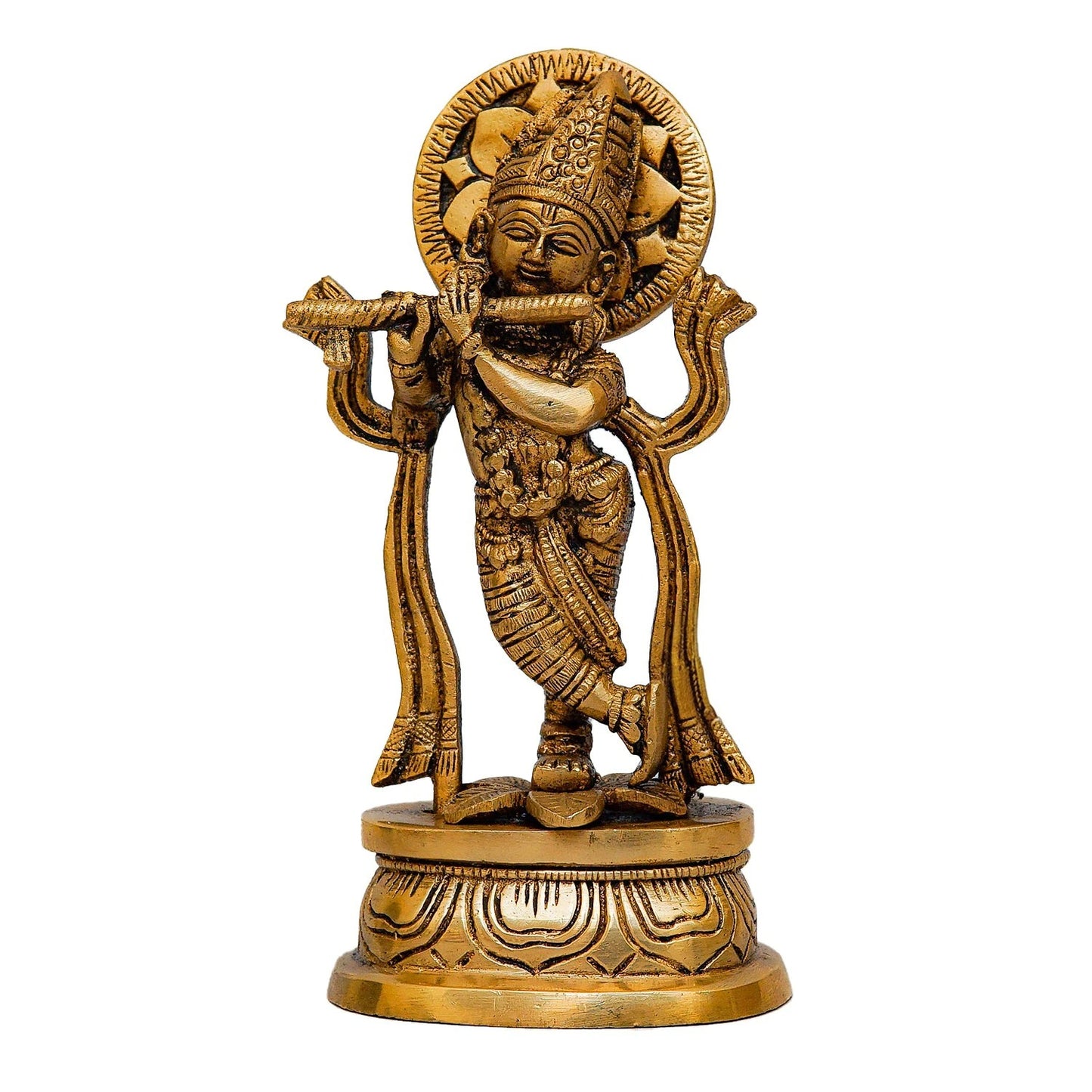 Brass Krishna Weight 0.9 Kg And Height 7 Inch