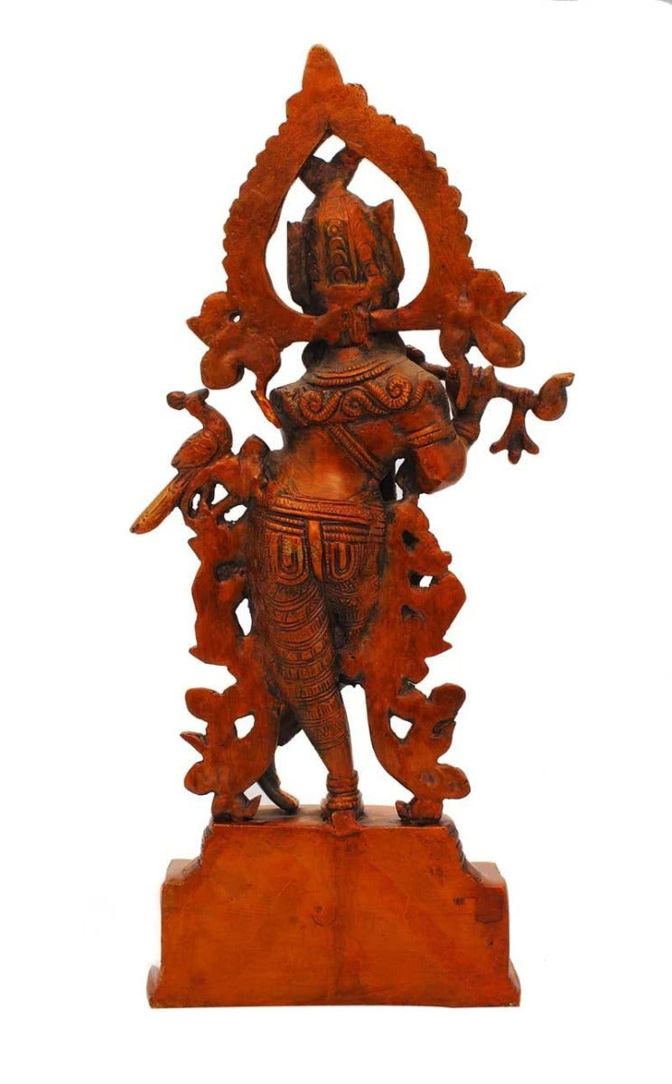 Brass Standing Krishna Weight 2.7 Kg And Height 14 Inch