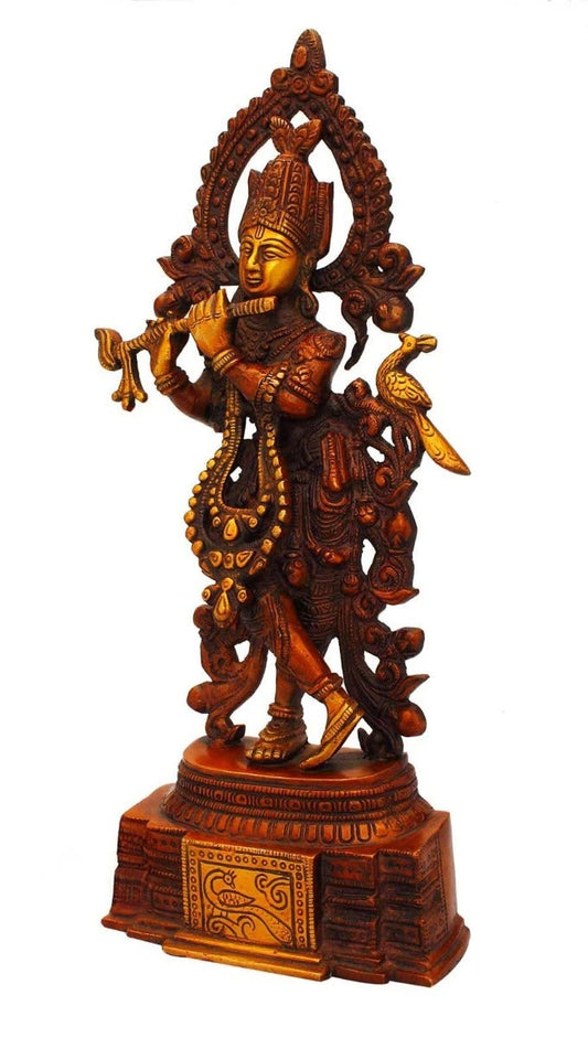 Brass Standing Krishna Weight 2.7 Kg And Height 14 Inch