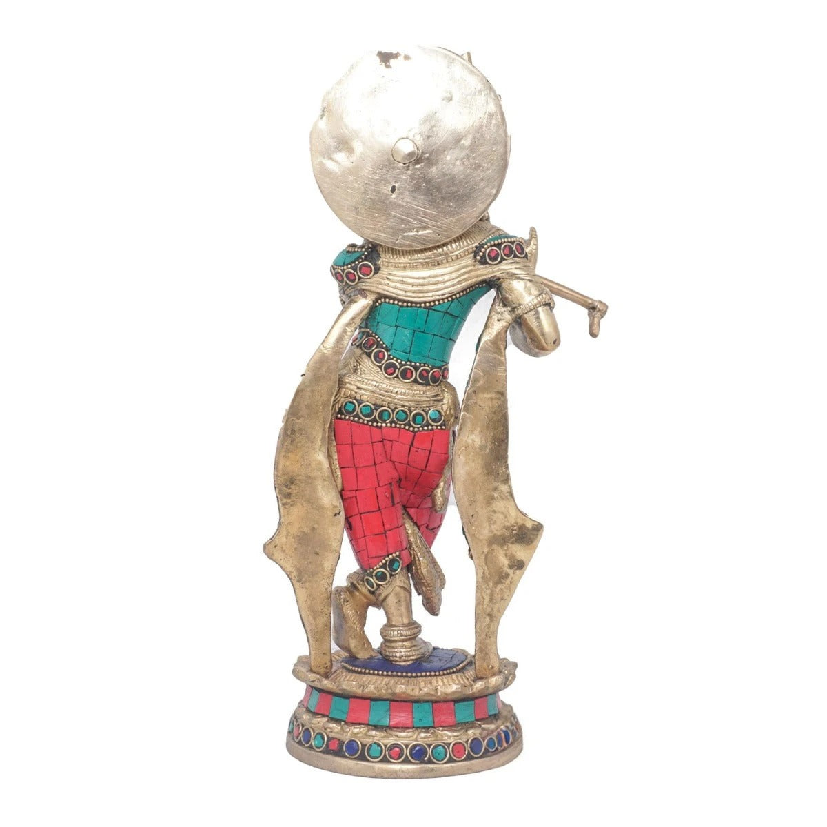 Brass Gem Stone Work Krishna Weight 2.5 Kg And Height 11 Inch