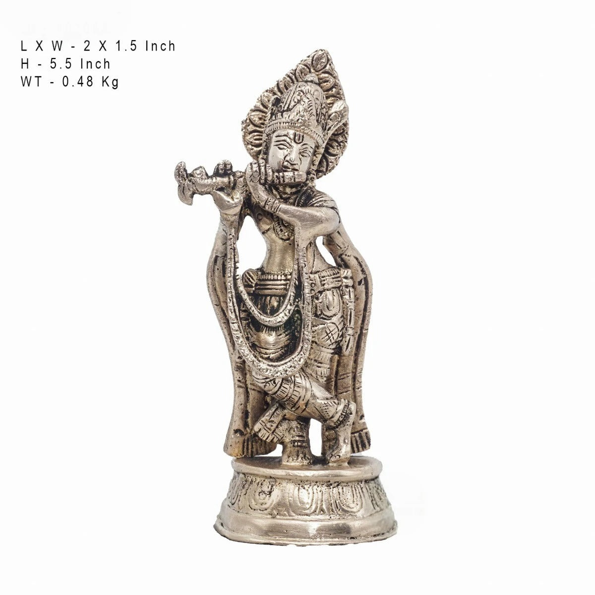 Brass Krishna Weight 0.48 Kg And Height 5.5 Inch