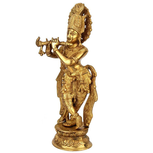 Brass Krishna Weight 3 Kg And Height 13 Inch