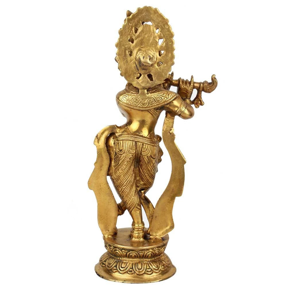 Brass Krishna Weight 3 Kg And Height 13 Inch