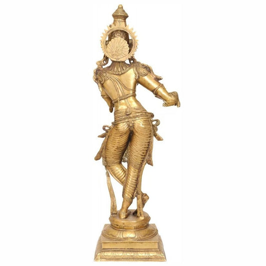 Brass Krishna Playing Flute Weight 19 Kg And Height 36 Inch
