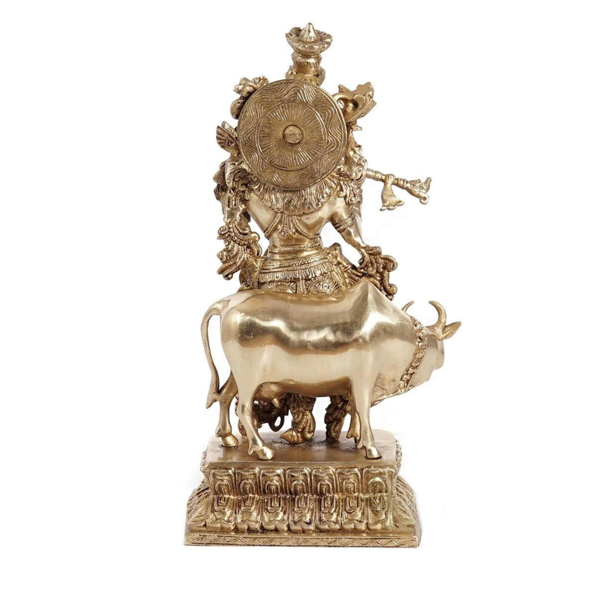 Brass Cow & Krishna Weight 9 Kg And Height 17 Inch