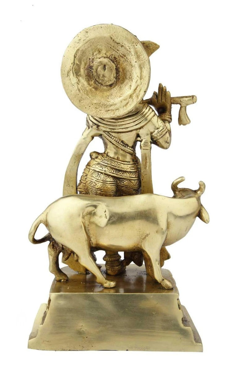 Brass Cow & Krishna Weight 2.7 Kg And Height 10 Inch