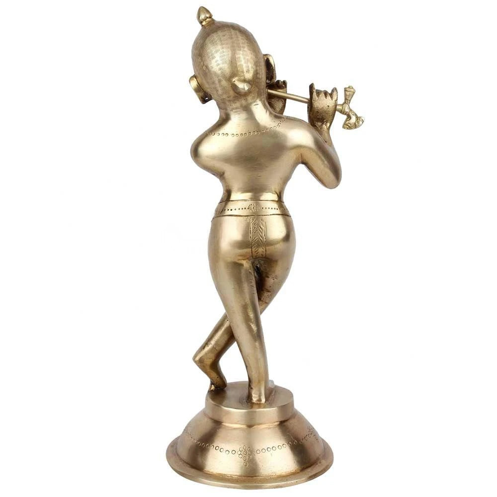 Brass Krishna Playing Flute Weight 2.8 Kg And Height 12.5 Inch