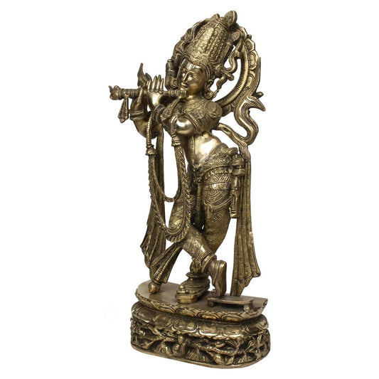 Brass Krishna Weight 11.5 Kg And Height 23 Inch