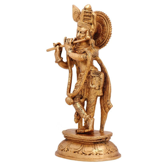 Brass Krishna Weight 2.7 Kg And Height 11.5 Inch