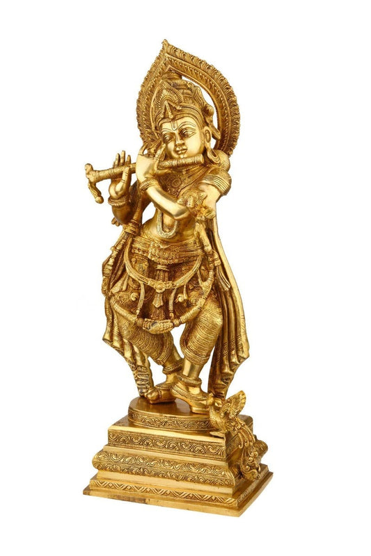Brass Krishna Weight 16 Kg And Height 27 Inch