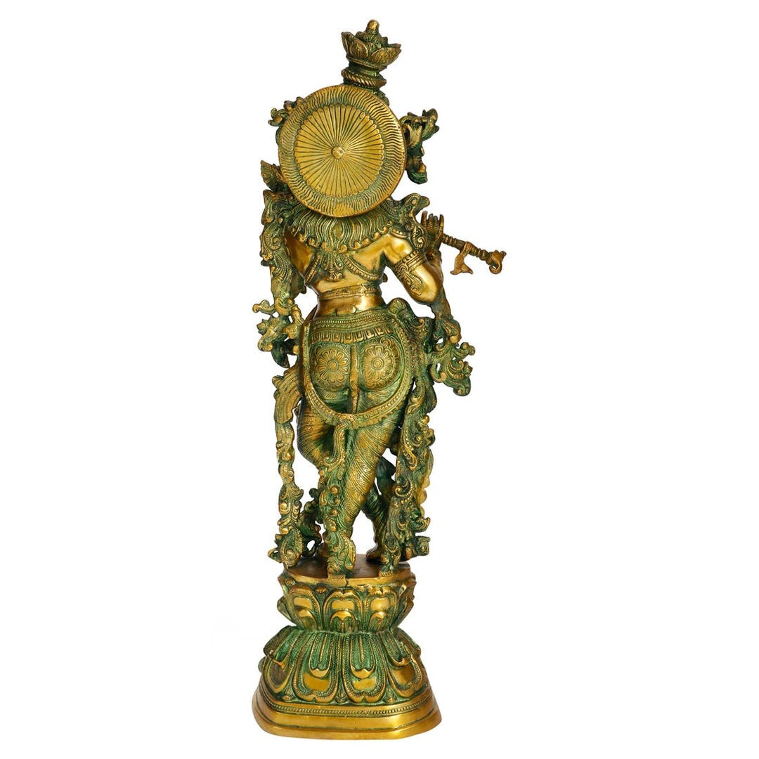 Brass Krishna Playing Flute Weight 16 Kg And Height 29 Inch