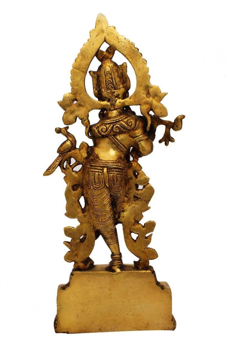 Brass Krishna Playing Flute Weight 2.7 Kg And Height 14 Inch
