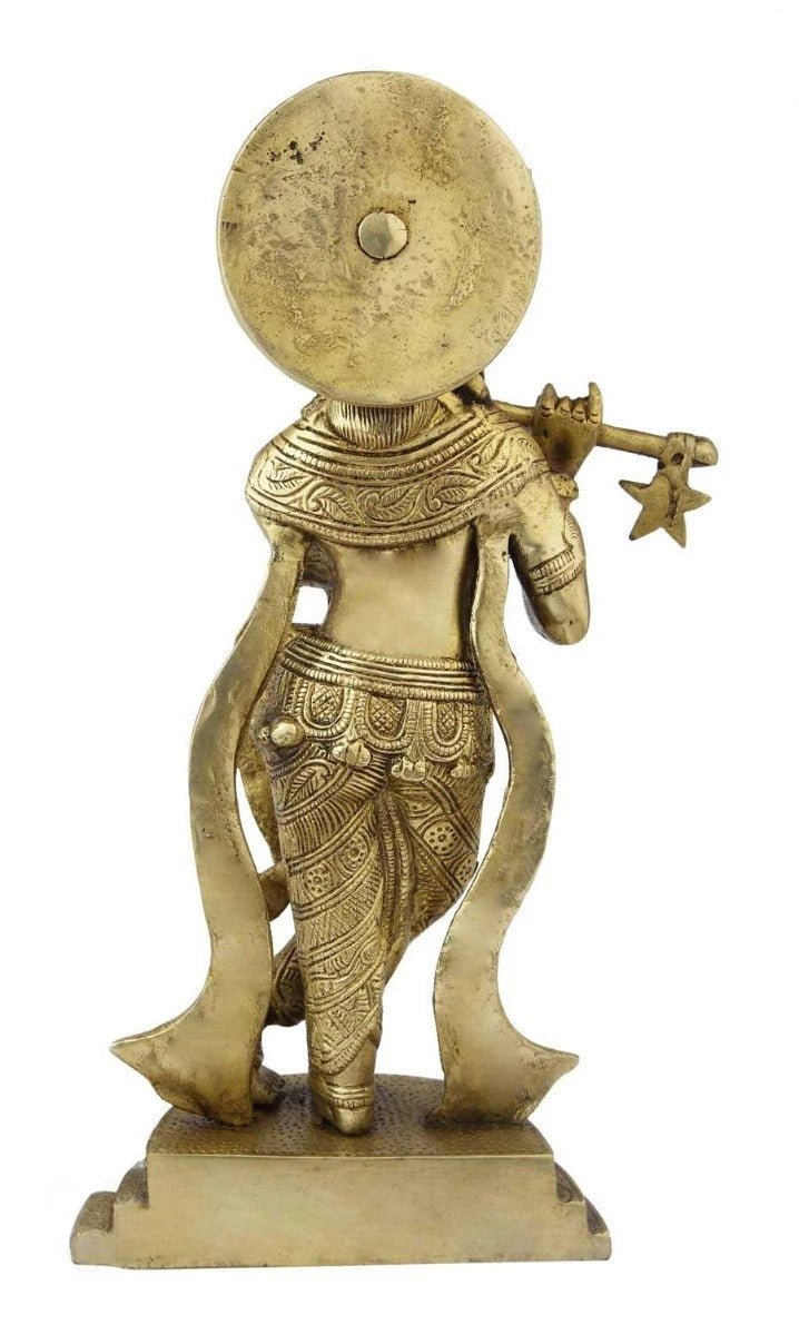 Brass Krishna Playing Flute Weight 3 Kg And Height 12 Inch