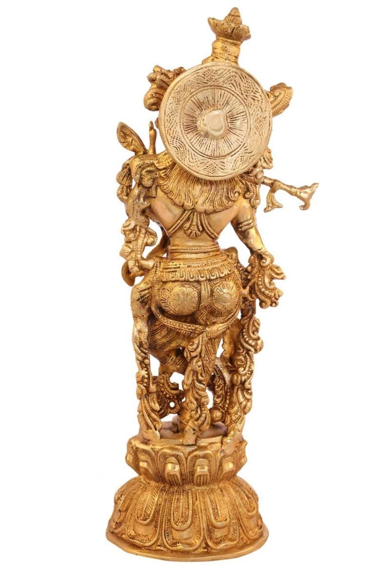 Brass Krishna Playing Flute Weight 6 Kg And Height 16 Inch