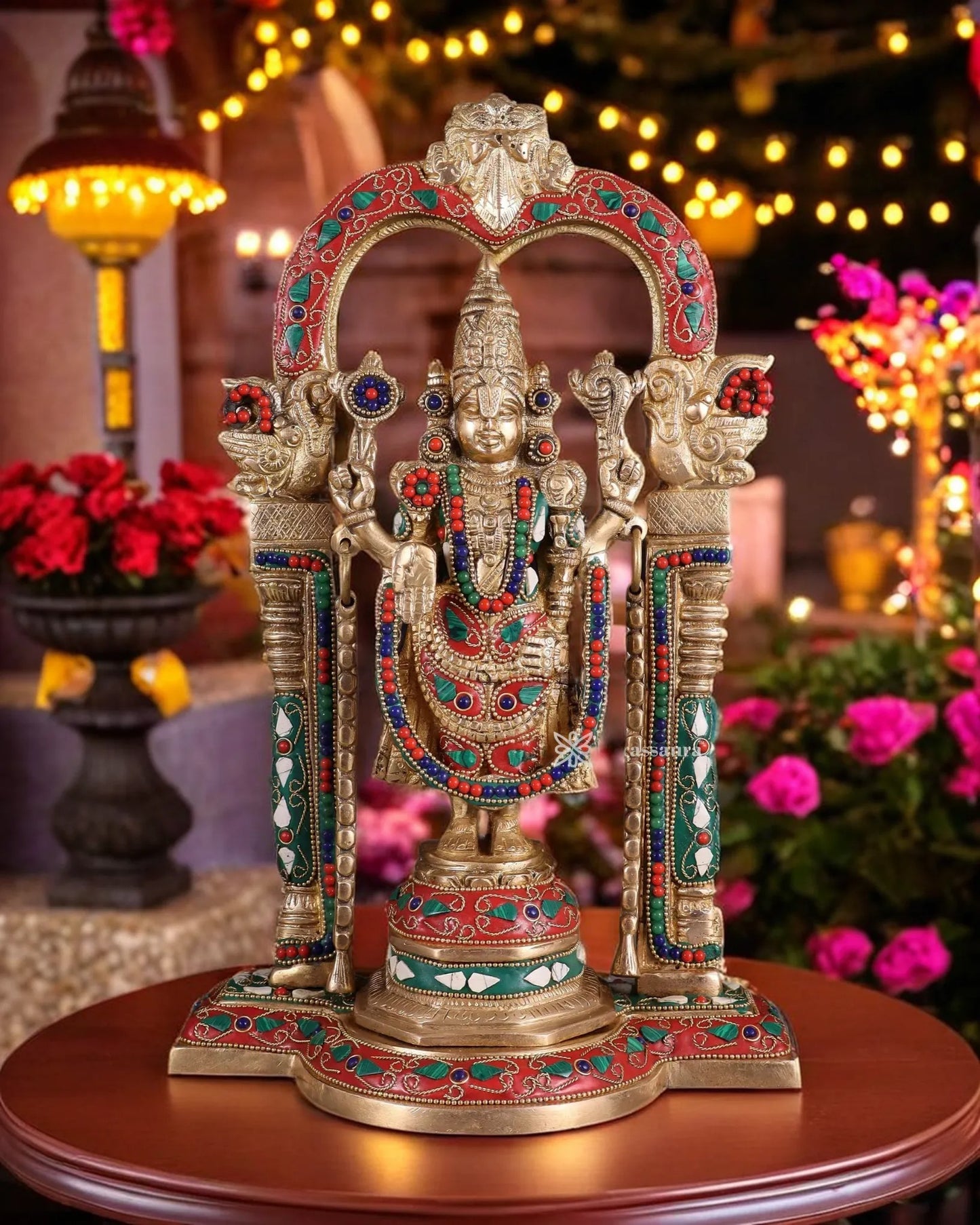 Brass Gem Stone Work Balaji Idol For Home Decor Height 14 Inch & Weight 5.6 Kg