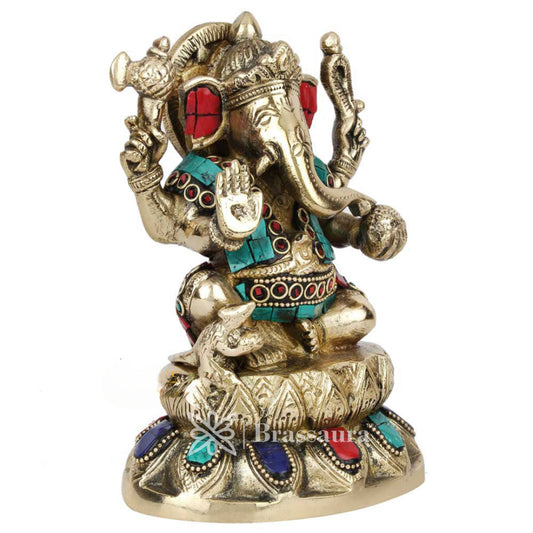 Brass Ganesha Statue For Home Decor And Gift Item Weight 2.1 Kg And Height 7 Inch
