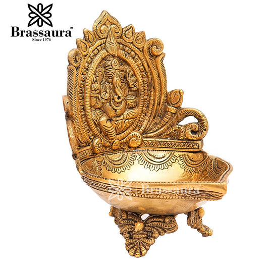 Brass Ganesh Diya Weight 1.3 Kg & Height 7 Inch