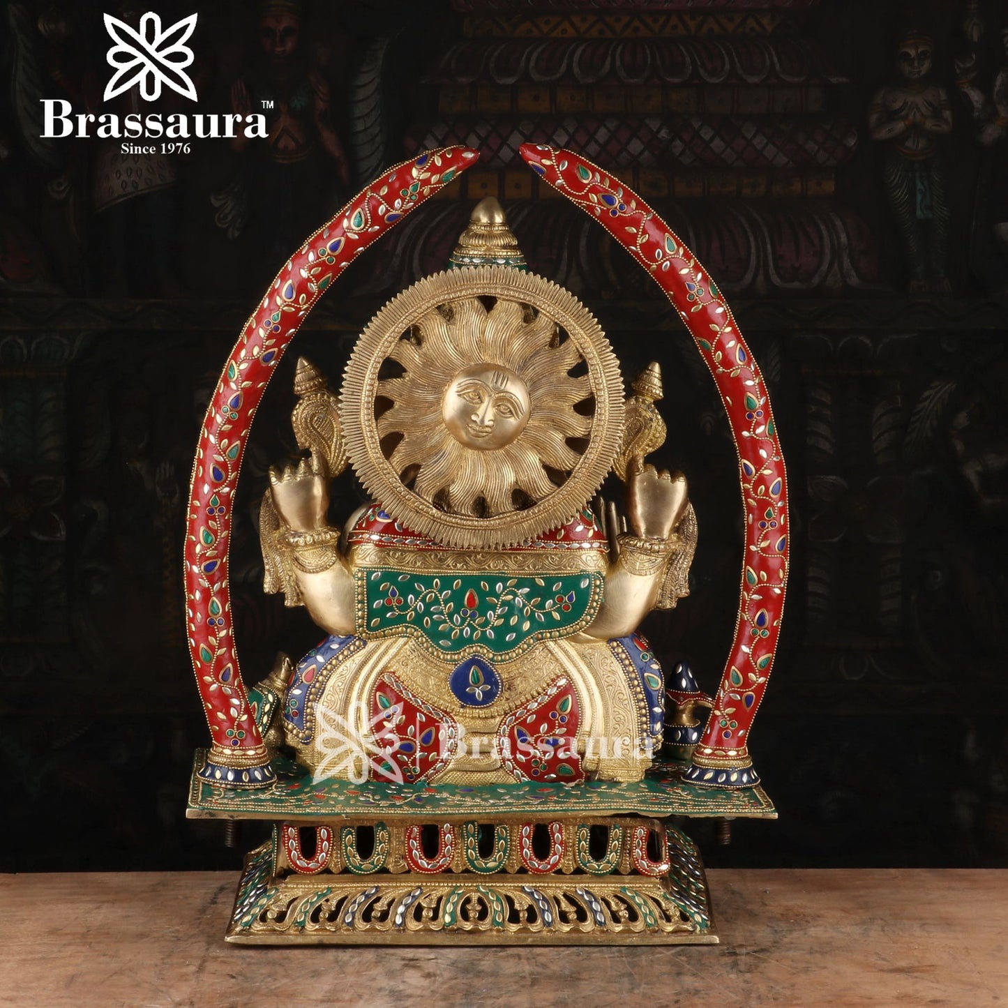 Brassaura™ Brass Ganesha Idol for Home and Decor | Weight 30 Kgs | Height 21 Inches