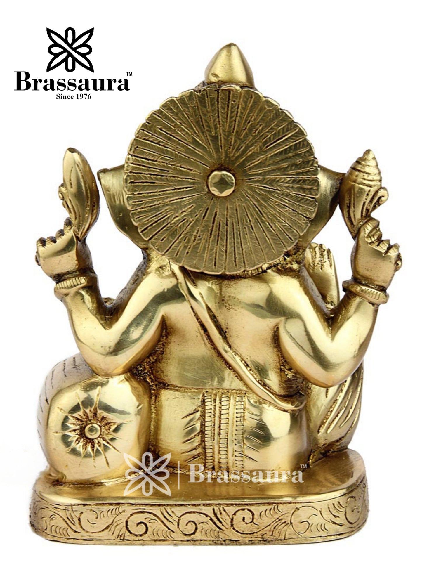 Brassaura™ Brass Ganesha Idol for Home and Decor | Weight 2 Kgs | Height 6 Inches