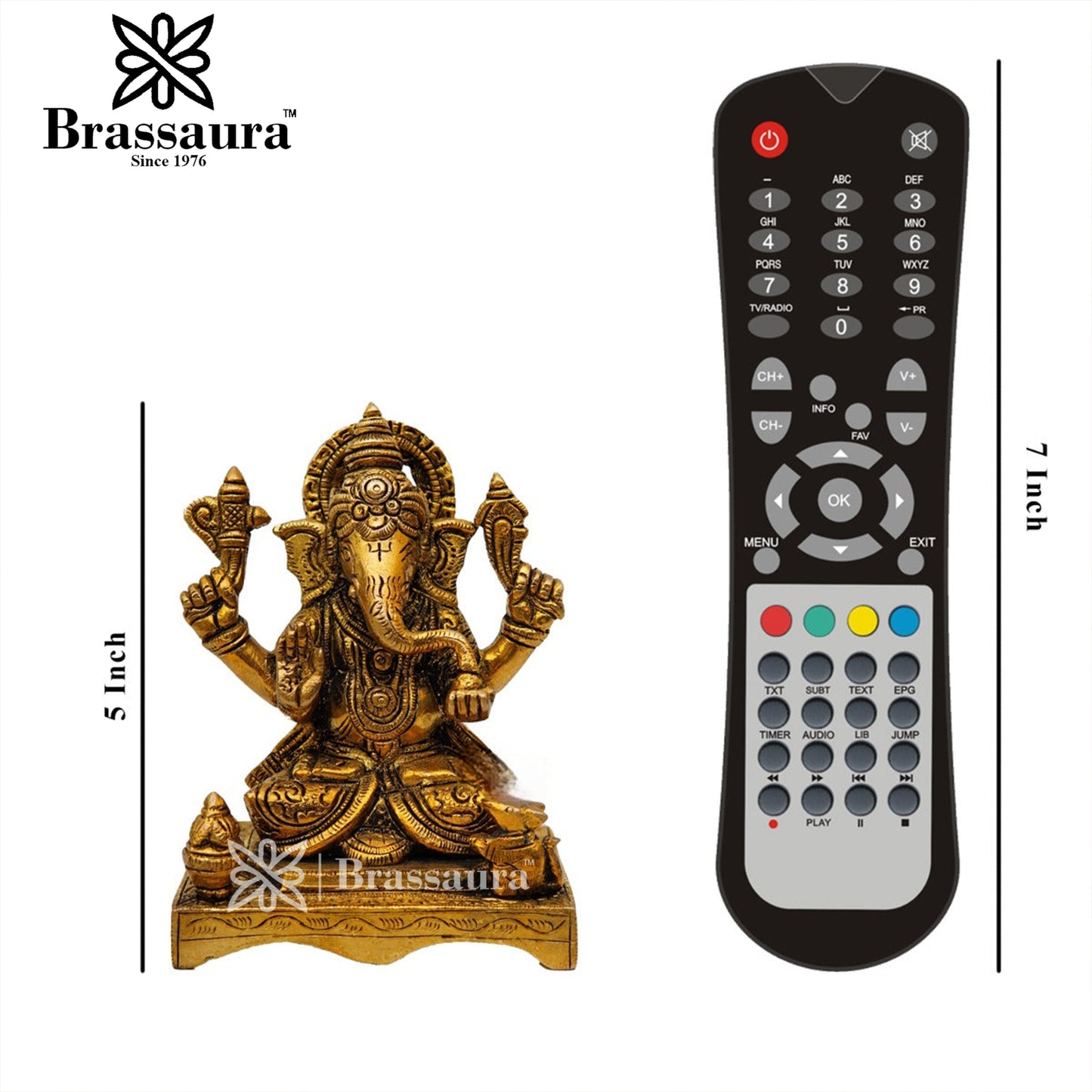 Brass Ganesha Statue For Home Decor And Gift Items Weight 1.2 Kg And Height 5 Inches