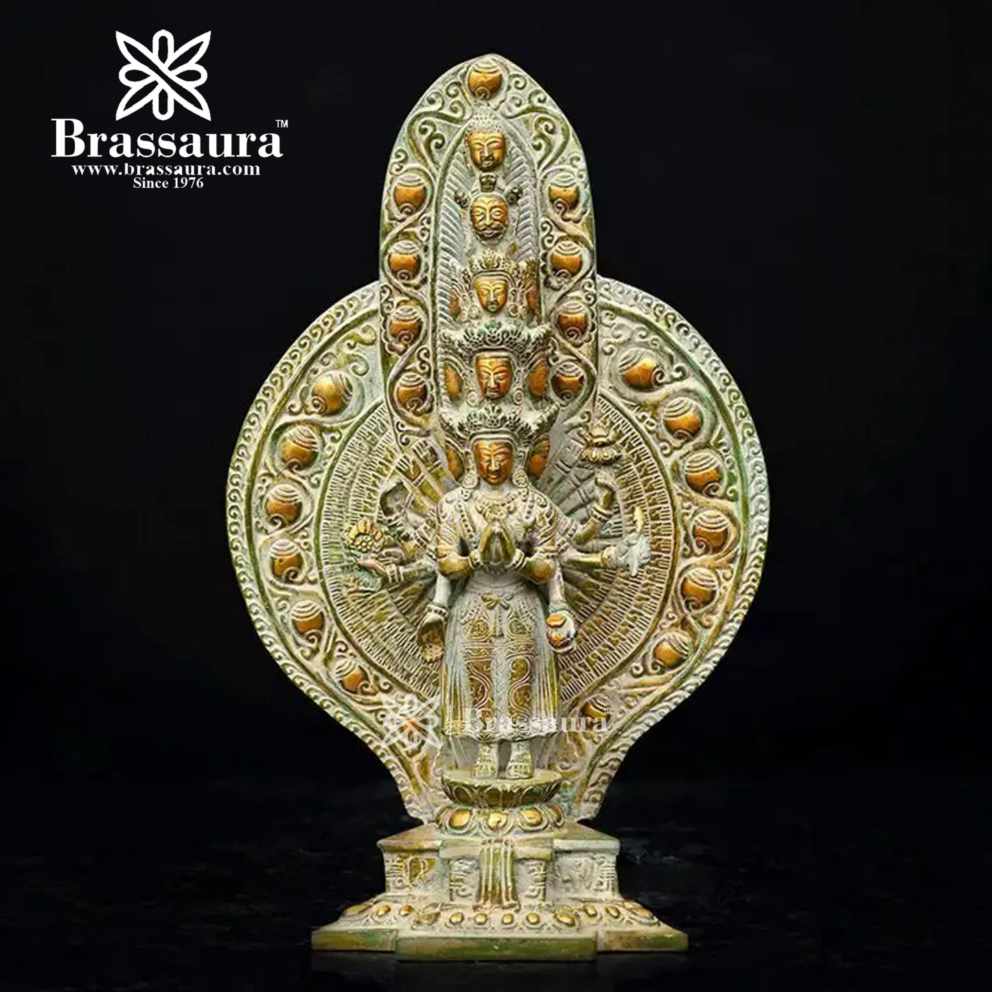 Brass Avlokiteswara For Home Décor And Gift Items Weight 5.36 Kg And Height 14.75 Inches
