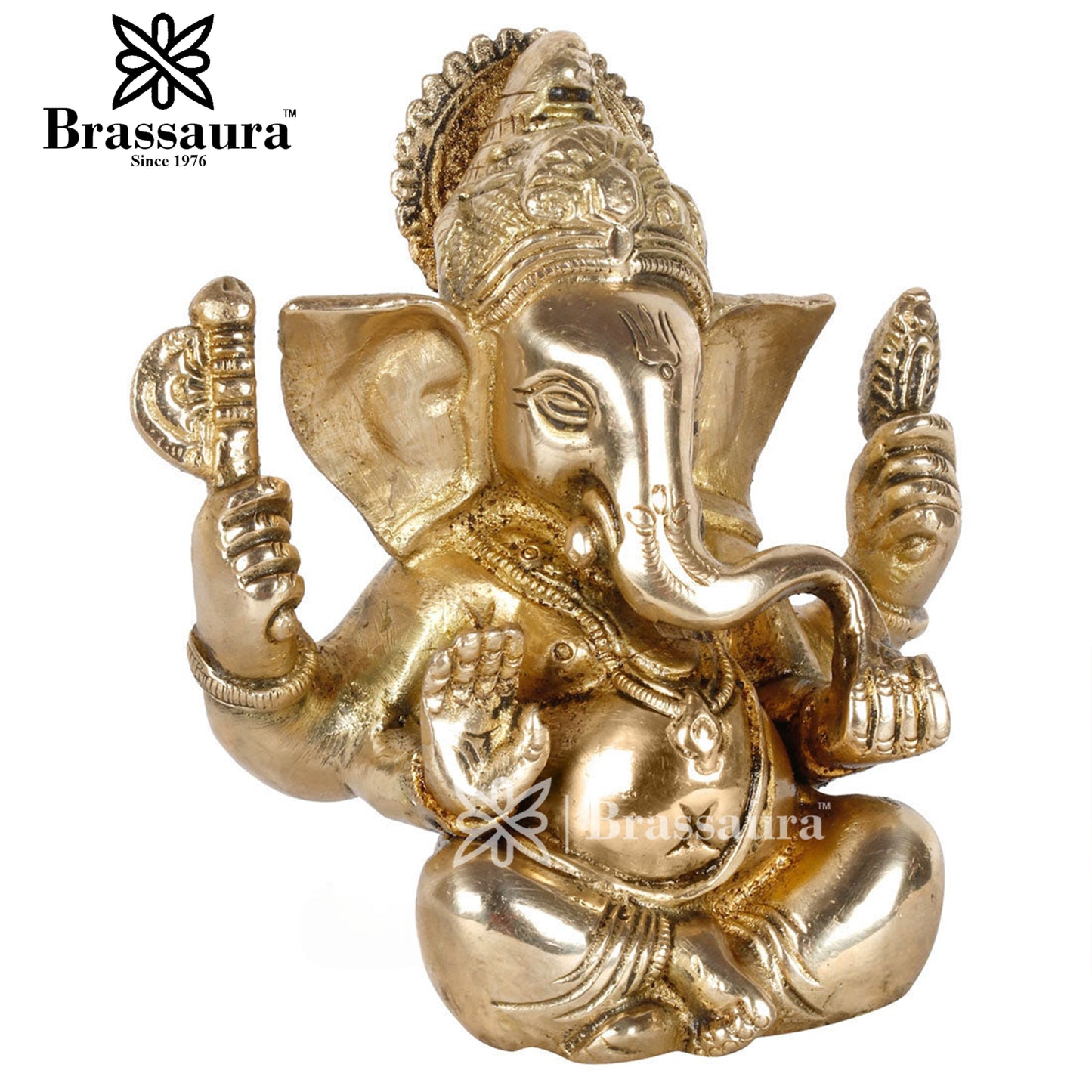 Brass Ganesha Statue For Home Decor And Gift Items Weight .8 Kg And Height 4.5 Inches