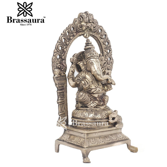 Brass Ganesha Statue For Home Decor And Gift Item Weight 2 Kg And Height 8 Inches