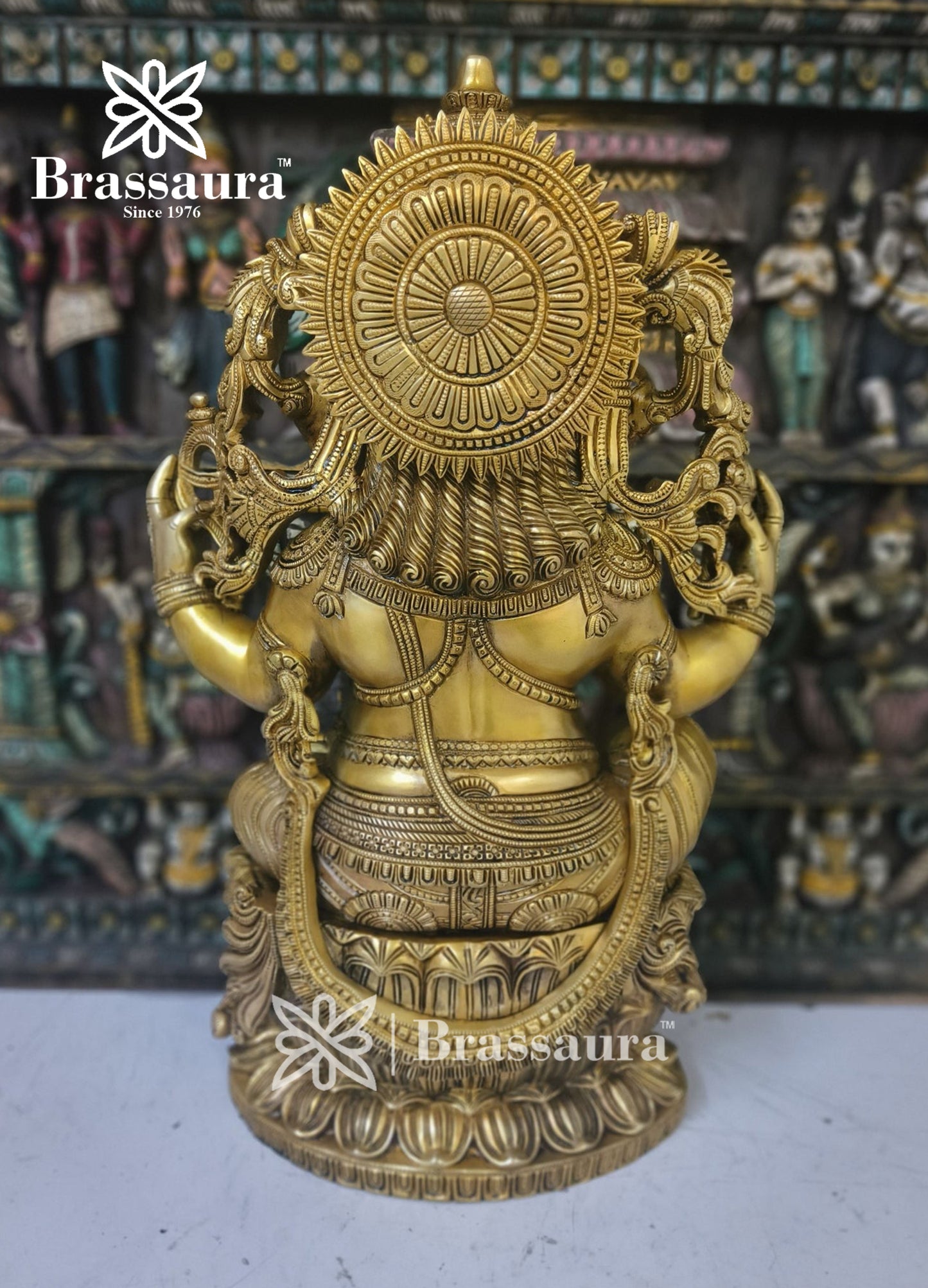 Brassaura™ Brass Ganesha Idol for Home and Decor | Weight 38 Kgs | Height 24 Inches