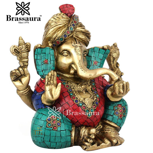 Brass Ganesha Statue For Home Decor And Gift Item Weight 4 Kg And Height 8.5 Inch