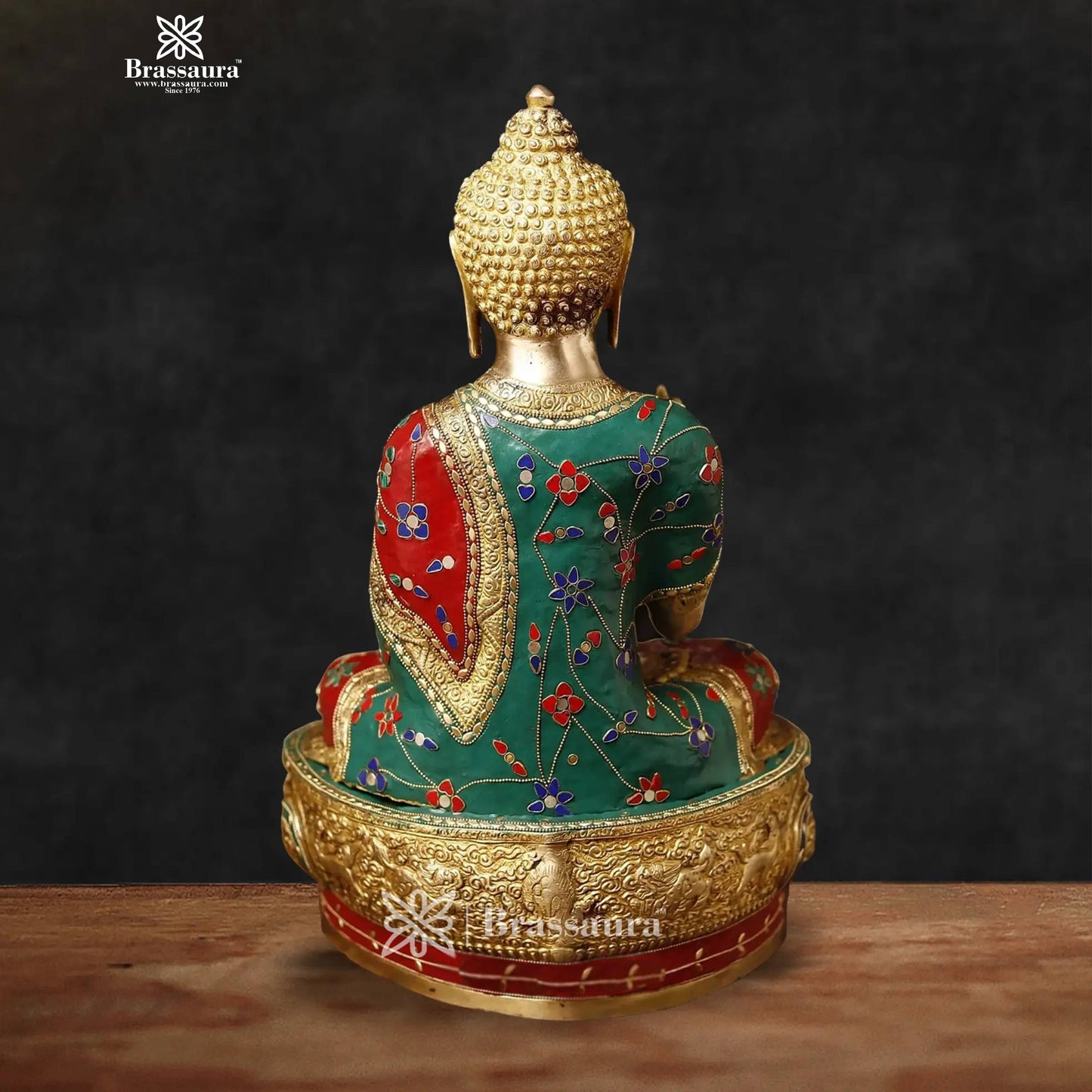 Brass Big Buddha statue for home and decor and gift Item weight 20.5 kg Height 18.9 inch
