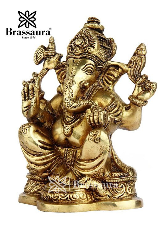 Brass Ganesha Statue For Home Decor Weight 1.5 Kg And Height 6 Inch