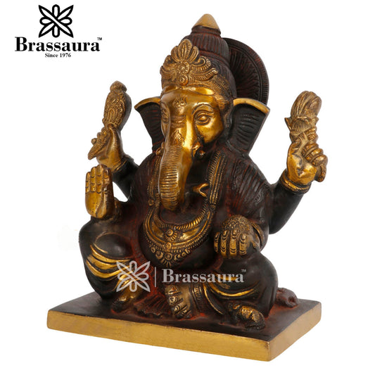 Brass Ganesha Statue For Home Decor And Gift Item Weight 5 Kg And Height 9 Inch