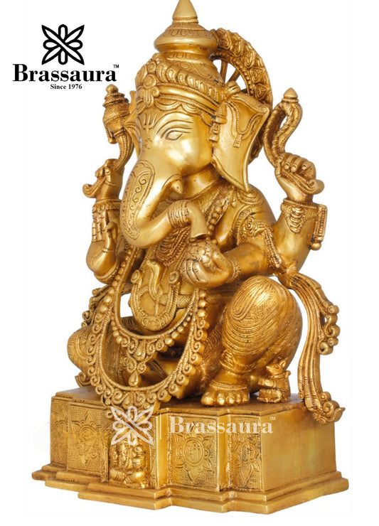 Brass Ganesha Statue For Home Decor And Gift Item Weight 21 Kg And Height 18 Inch