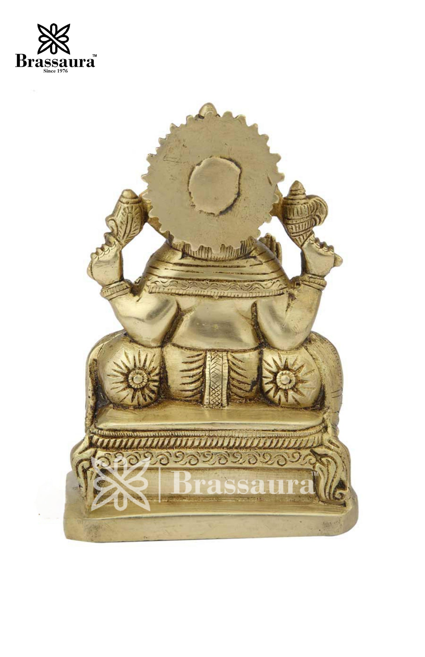 Brassaura™ Brass Ganesha Idol for Home and Decor | Weight 1.8 Kgs | Height 7 Inches