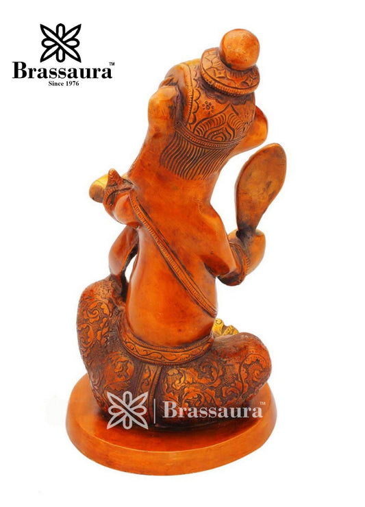 Brassaura Brass Ganesha Idol for Home Temple & Pooja Décor | Height 11 Inches