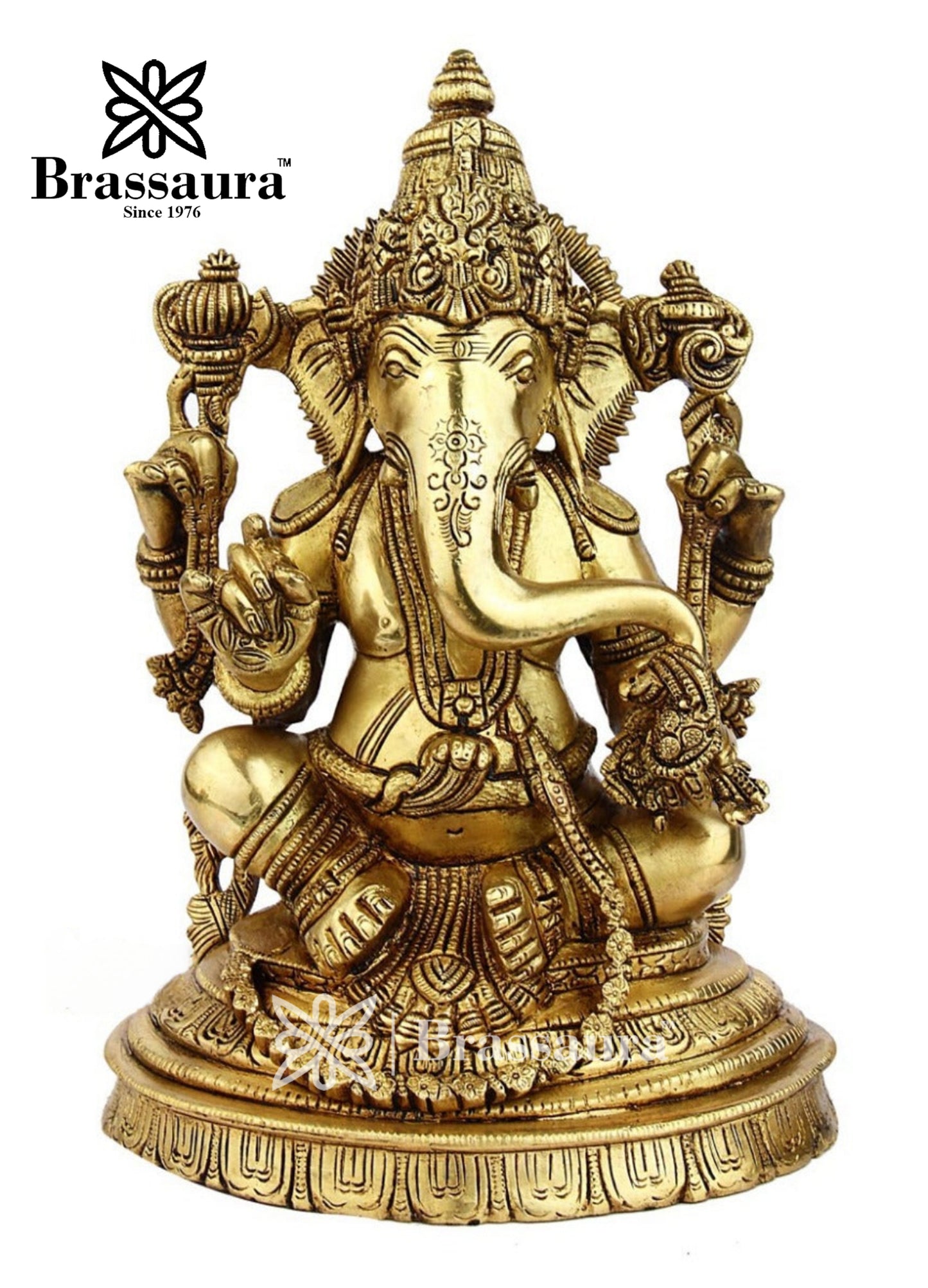Brass Ganesha Statue For Home Decor Weight 4.5 Kg And Height 10 Inch