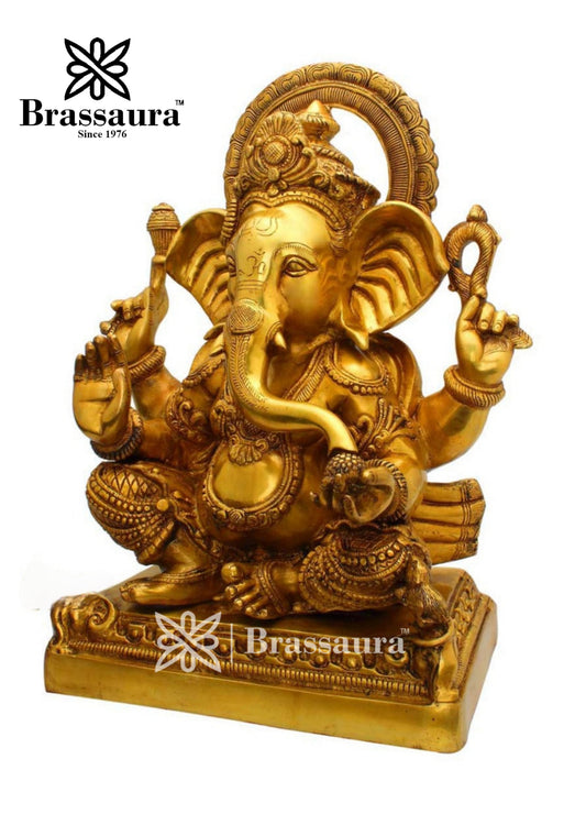 Brassaura Brass Ganesha Statue – “Symbol of Auspiciousness” | Height 19 Inches