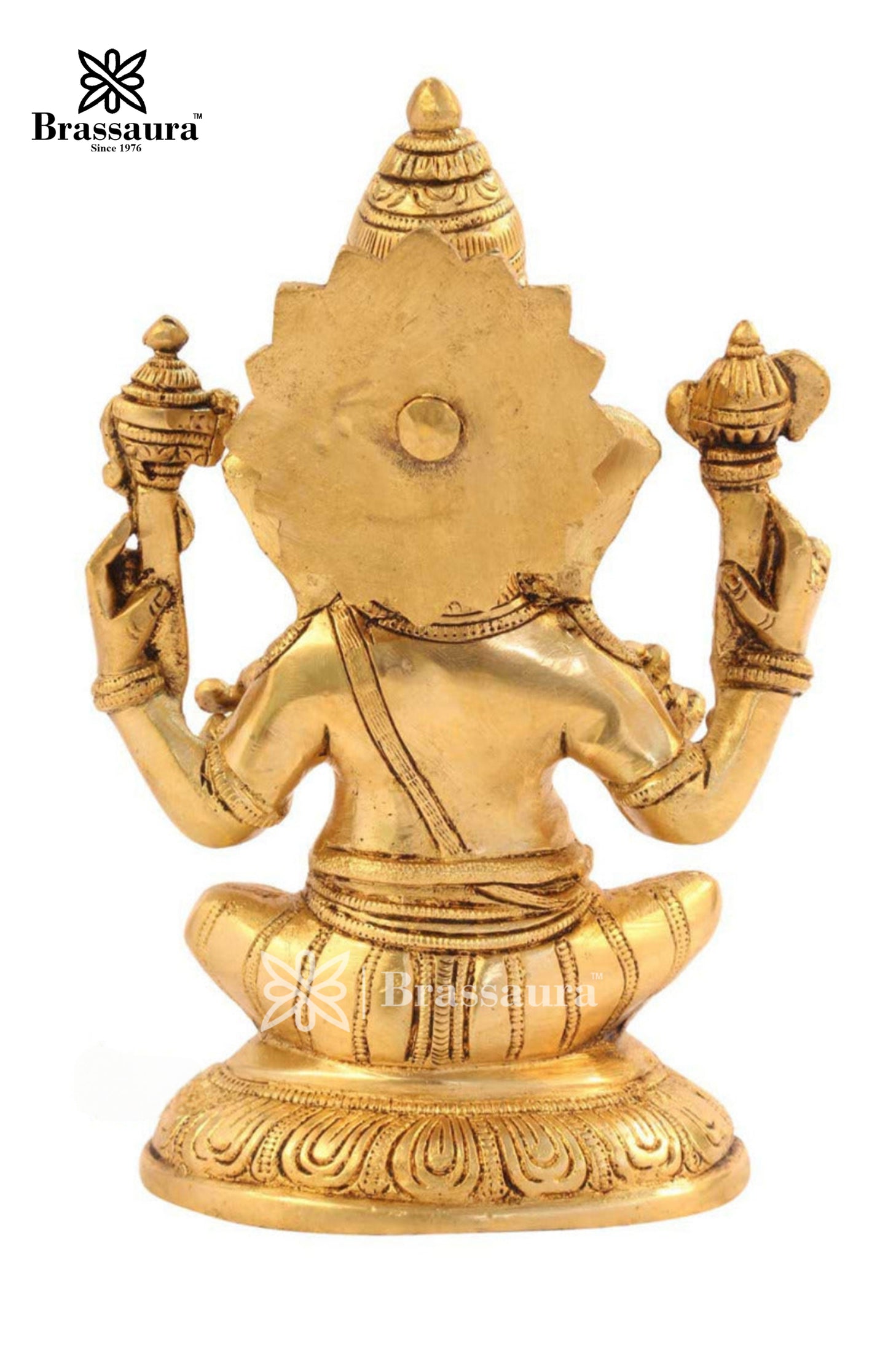 Brass Ganesha Statue For Home Decor And Gift Item Weight 1.7 Kg And Height 7 Inches