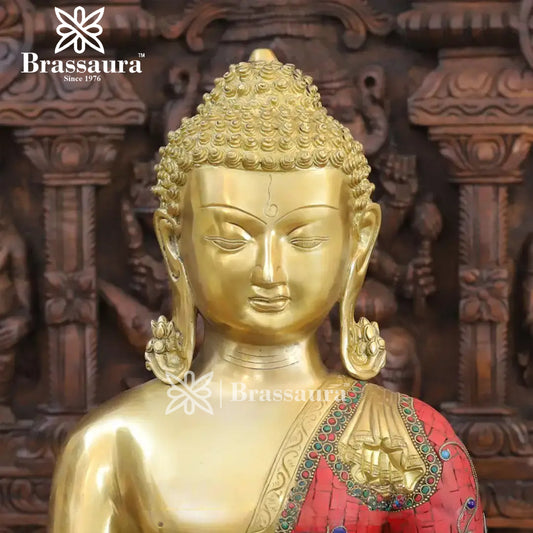 Brass Buddha For Home And Décor Weight 16.5 kg Height 20 Inch