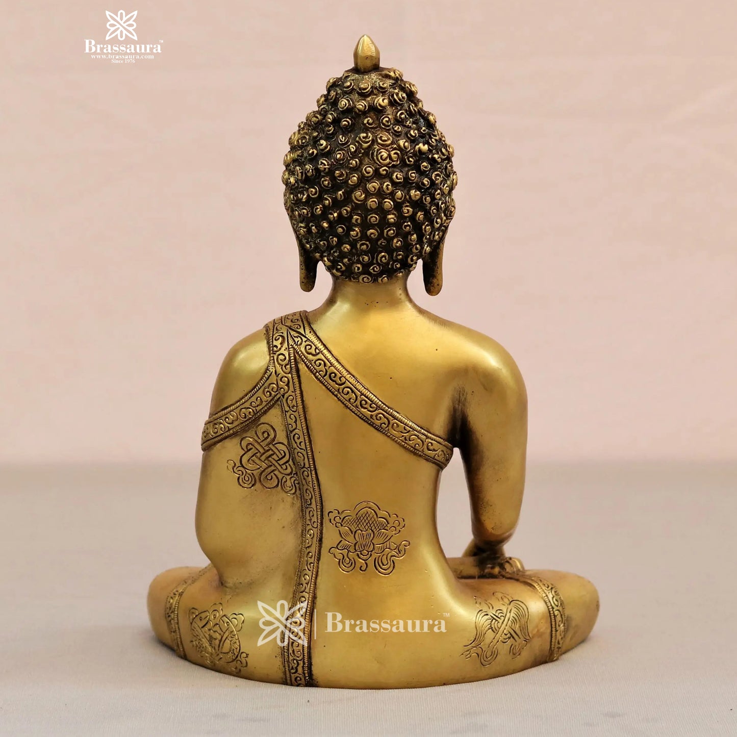 Brass Big Buddha statue for home and decor and gift Item weight 3.4 kg Height 11 inch