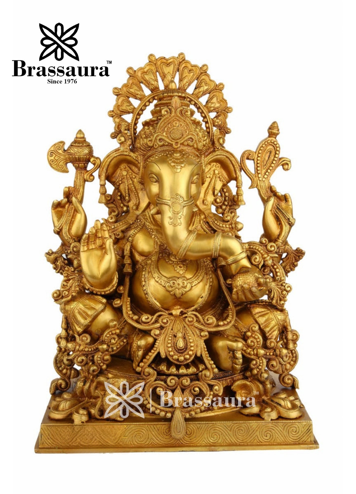 Brassaura™ Brass Big Size Jewellery Ganesha Idol for Home Décor | Weight 26 Kgs | Height 21 Inches