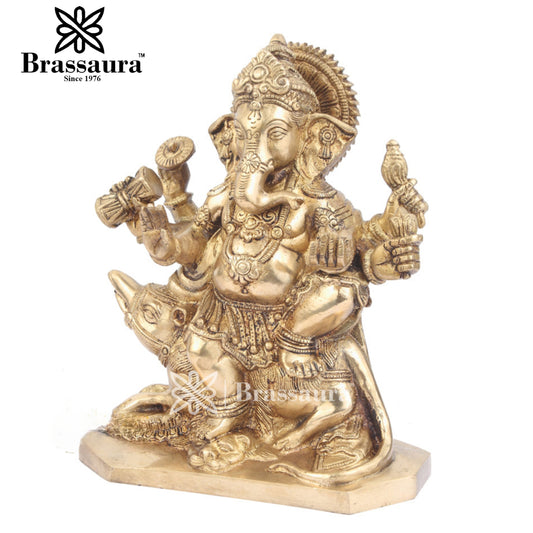 Brass Ganesha Statue For Home Decor And Gift Item Weight 2.9 Kg And Height 9 Inch