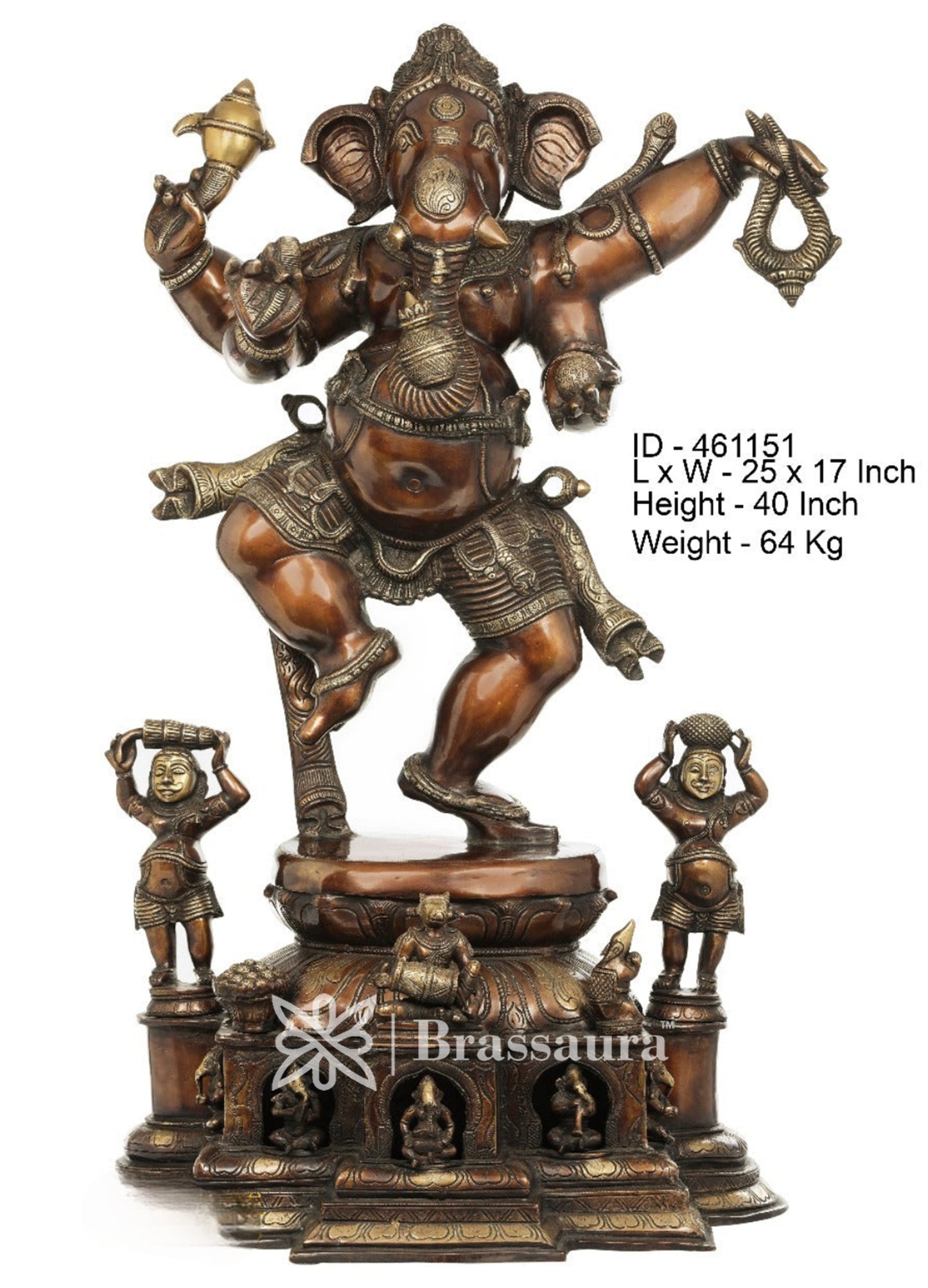 Brass Dancing Ganesha Statue For Home Decor And Gift Item Weight 64 Kg And Height 40 Inch