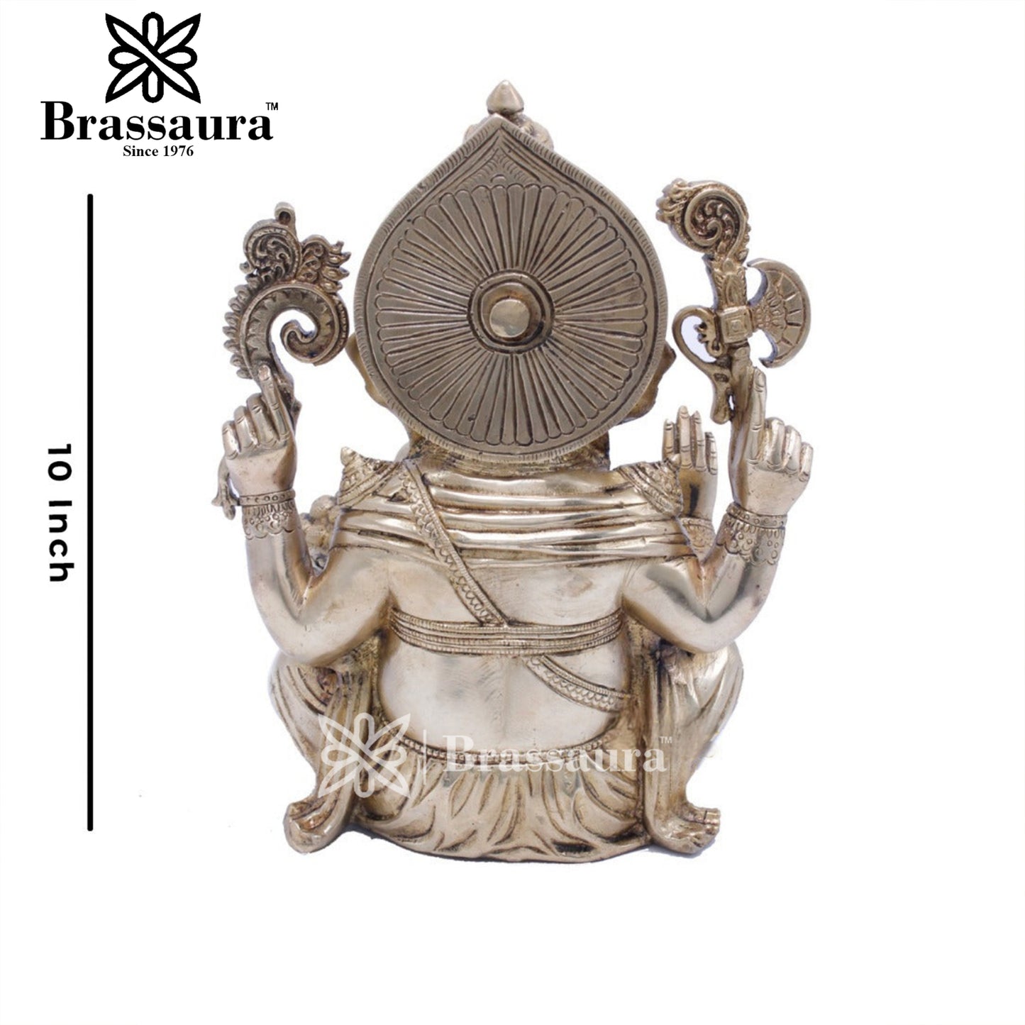 Brassaura™ Brass Ganesha Idol for Home and Decor | Weight 4.9 Kgs | Height 10 Inches