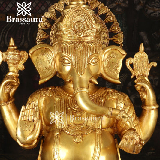Brass Ganesha Statue For Home Decor And Gift Items Weight 29 Kg And Height 24 Inches