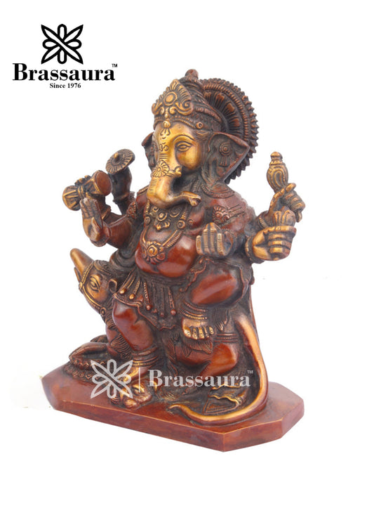 Brass Ganesha Statue For Home Decor And Gift Item Weight 3 Kg And Height 9 Inch